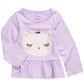 First Impressions Kid's Baby Girls Cotton Caticorn Peplum Hem T-Shirt Purple Size 6-9