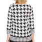 Charter Club Women's Houndstooth 3/4 Sleeve Jewel Neck Top Black Size Petite X-Large
