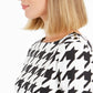 Charter Club Women's Houndstooth 3/4 Sleeve Jewel Neck Top Black Size Petite X-Large