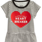 First Impressions Kid's Baby Girls Striped Heartbreaker Print Cotton T-Shirt White Size 3-6