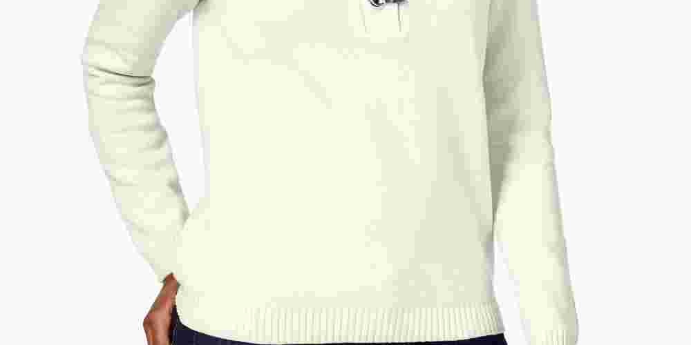 Karen Scott Women's Embellished Long Sleeve V Neck Sweater White Size X-Large