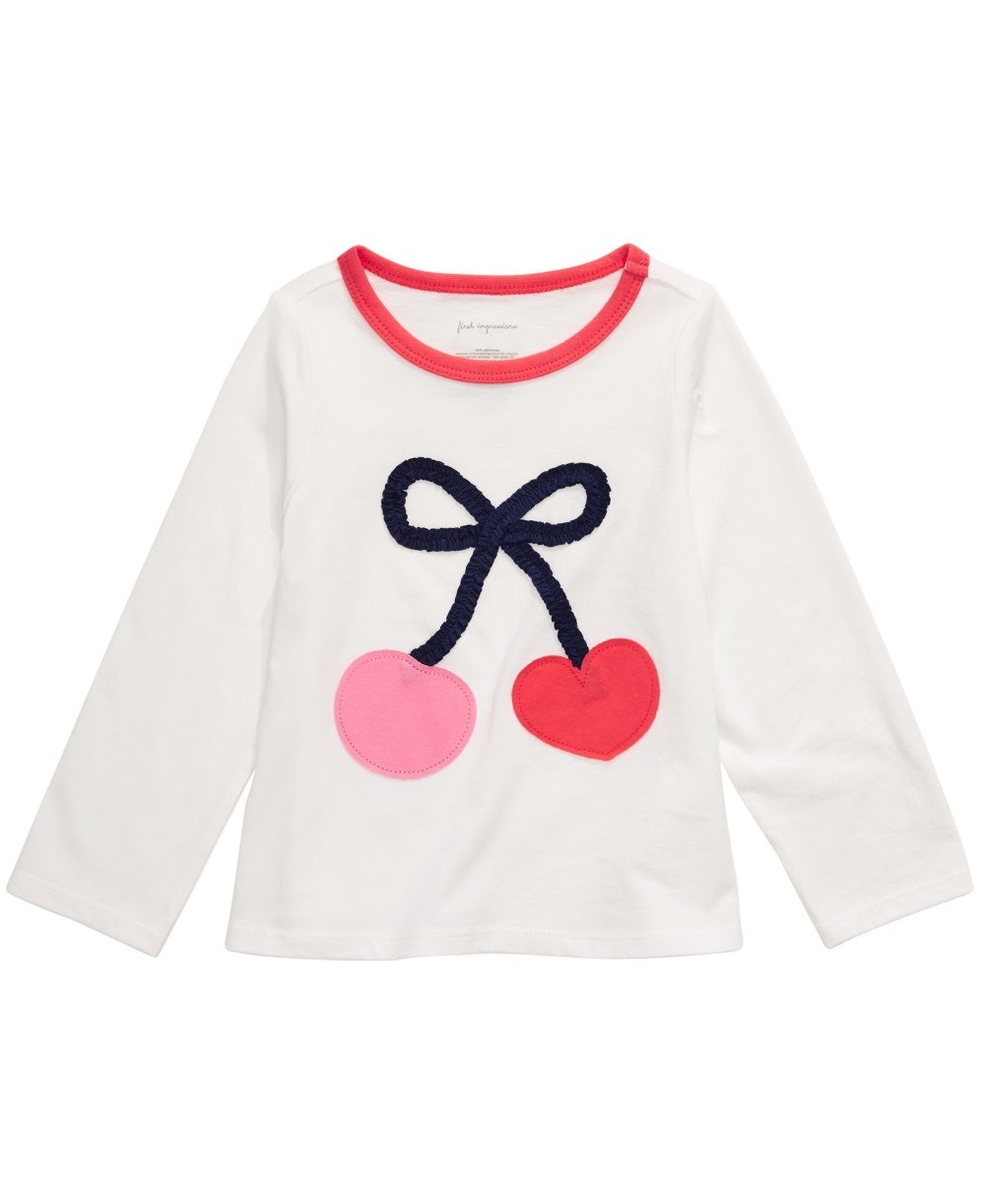 First Impressions Kid's Baby Girls Cherries Print Cotton T-Shirt White Size 24
