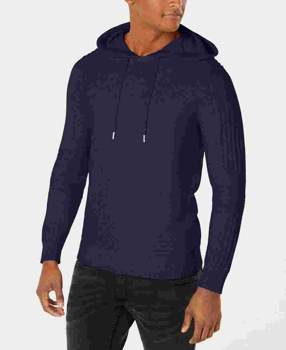 INC International Concepts Men's Long Sleeve Classic Fit Draw String Sweater Blue Size X-Small