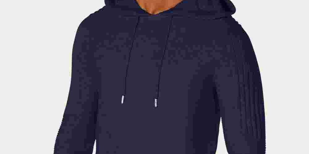 INC International Concepts Men's Long Sleeve Classic Fit Draw String Sweater Blue Size X-Small