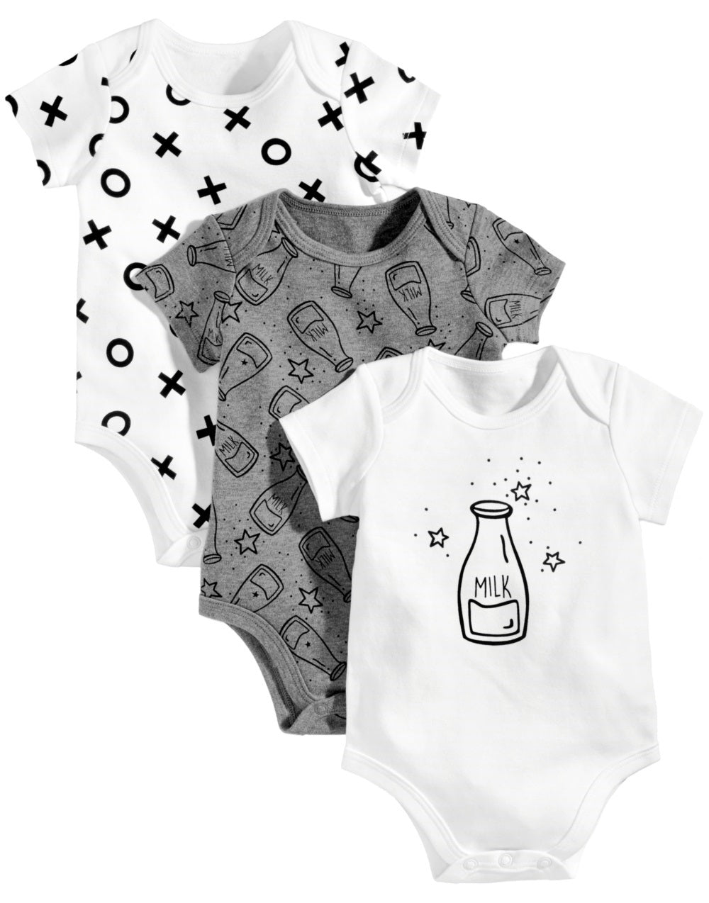 First Impressions Kid's 3 Pk. Xo Milk Cotton Bodysuits Baby Boys & Girls White Size 6-9