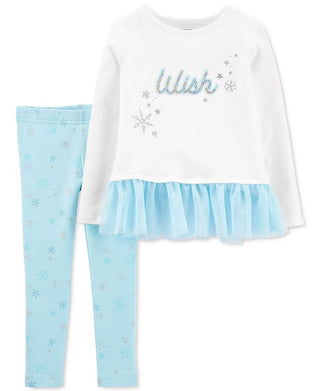 Carters Baby Girls 2-pc. Snowflake Wish Leggings Set White Size 6 Months