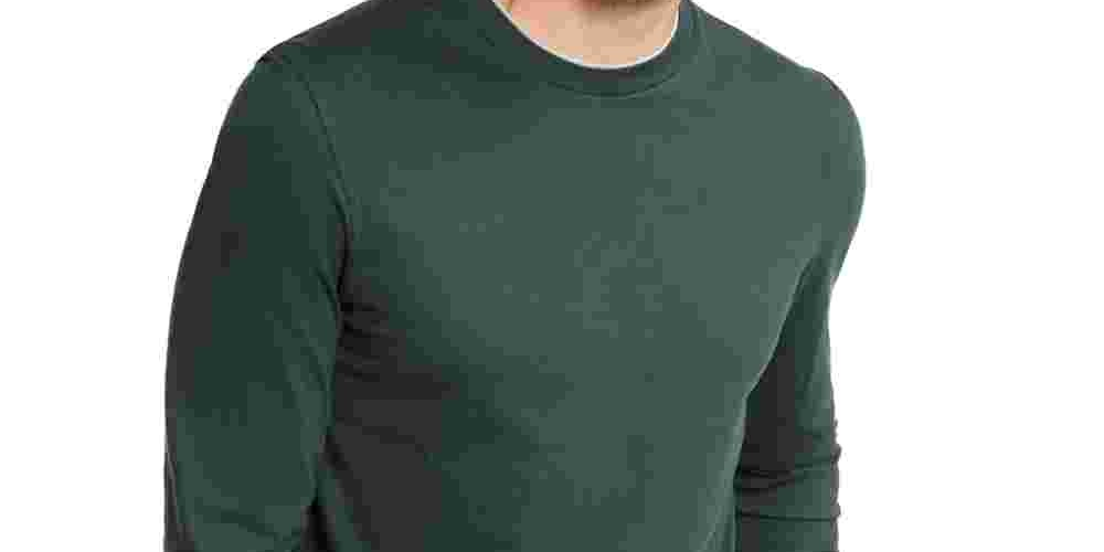 Club Room Men's Layering Ribbed Trim Casual Shirt Green Size Large