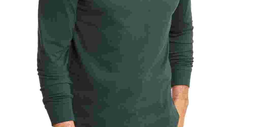 Club Room Men's Layering Ribbed Trim Casual Shirt Green Size Large