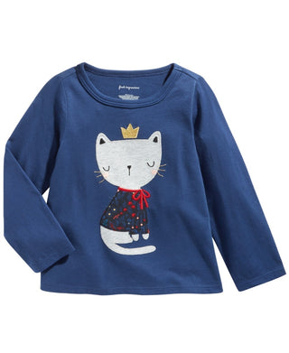 First Impressions Kid's Baby Girls Cotton Cozy Cat T-Shirt Blue Size 24