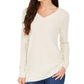 Charter Club Women's Lurex V Neck Sweater White Size Large