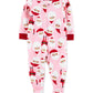 Carter's Girl's Print Santa Fleece Footie Pink Size 5T