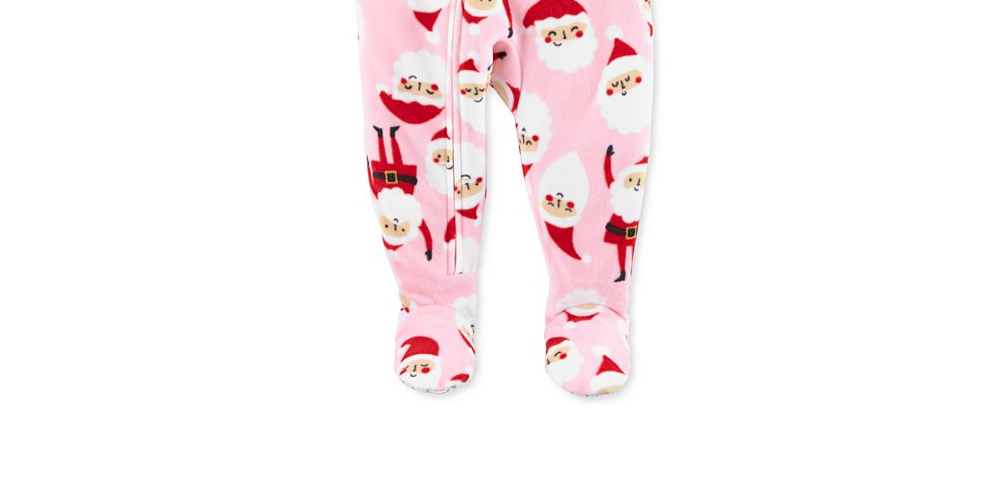 Carter's Girl's Print Santa Fleece Footie Pink Size 5T