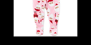 Carter's Girl's Print Santa Fleece Footie Pink Size 5T