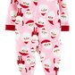 Carter's Girl's Print Santa Fleece Footie Pink Size 5T