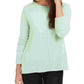 Style & Co Women's Textured Ribbed 3/4 Sleeve Crew Neck Sweater Green Size Petite Small