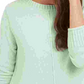 Style & Co Women's Textured Ribbed 3/4 Sleeve Crew Neck Sweater Green Size Petite Small