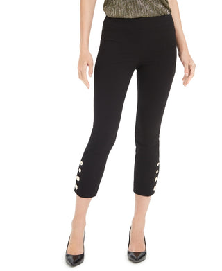 Alfani Women's Button Trim Pants Black Size 6 Petite