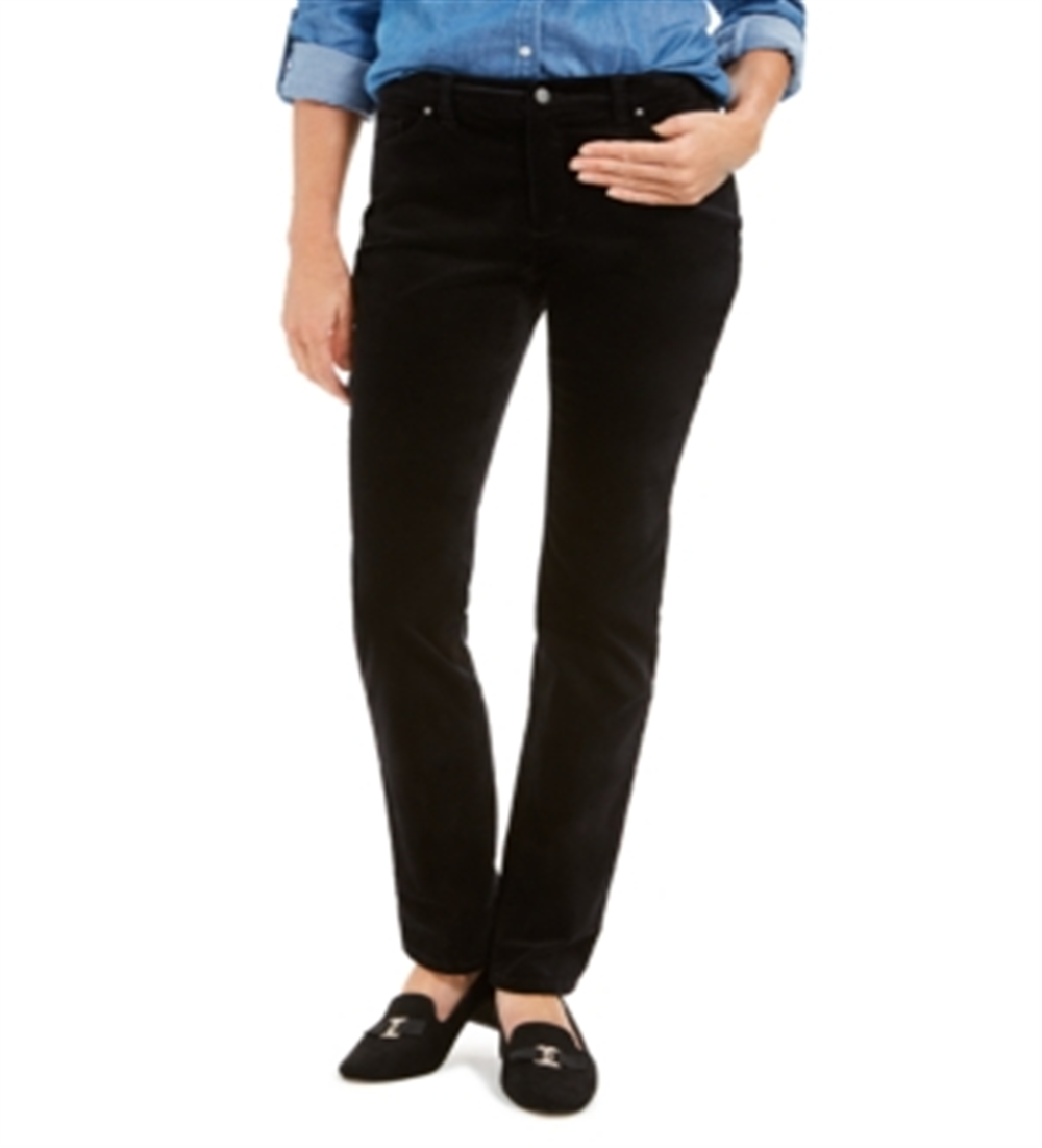 Charter Club Women's Lexington Velveteen Straight Leg Jeans Black Size 4 Petite