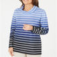 Karen Scott Women's Ombre Striped Top Blue Size Petite XL