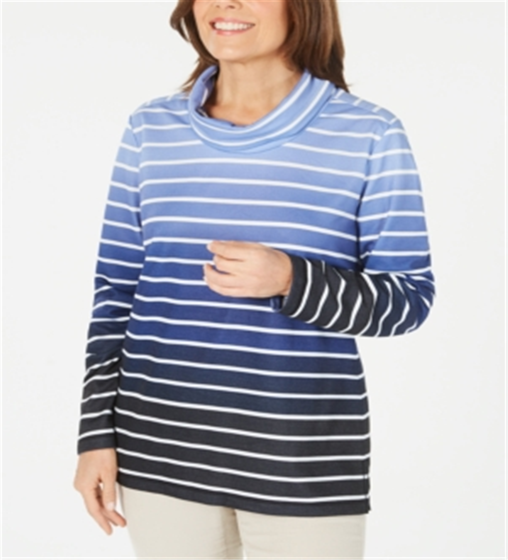 Karen Scott Women's Ombre Striped Top Blue Size Petite XL