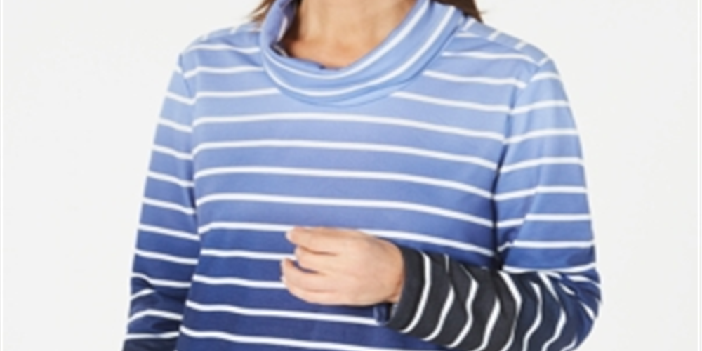 Karen Scott Women's Ombre Striped Top Blue Size Petite XL