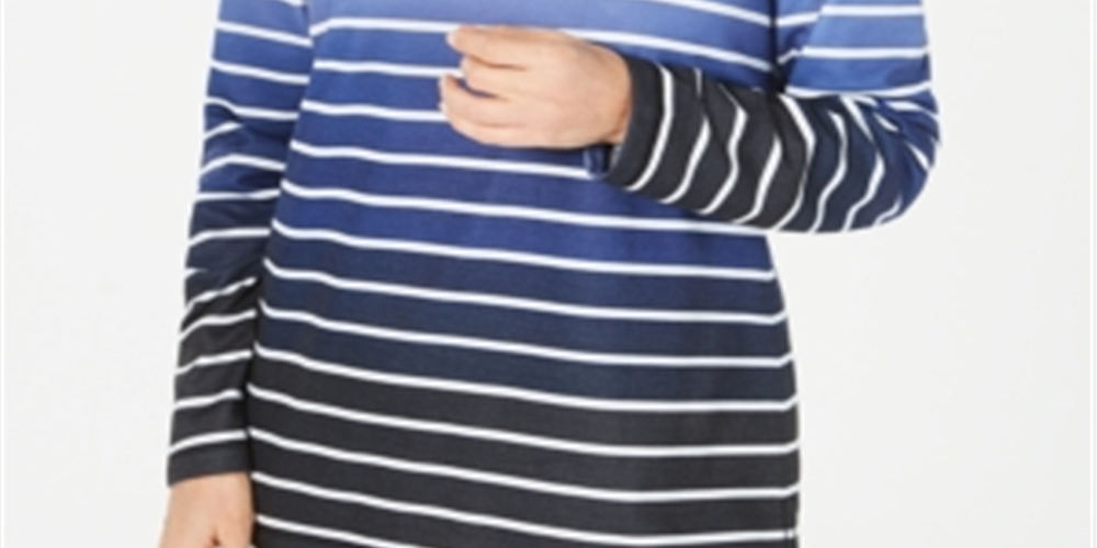 Karen Scott Women's Ombre Striped Top Blue Size Petite XL