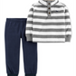 Carter's Boy's 2 pc Striped Pant Set Baby Gray Size 6MOS