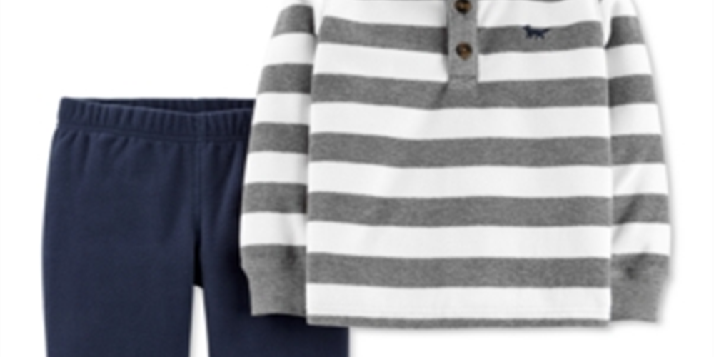 Carter's Boy's 2 pc Striped Pant Set Baby Gray Size 6MOS