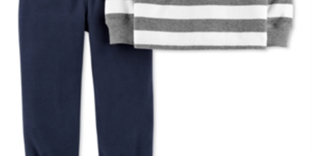 Carter's Boy's 2 pc Striped Pant Set Baby Gray Size 6MOS