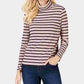 Charter Club Women's Striped Long Sleeve Turtle Neck Top Pink Size Petite X-Large