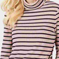 Charter Club Women's Striped Long Sleeve Turtle Neck Top Pink Size Petite X-Large