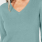 Karen Scott Women's 3/4 Sleeve V Neck Sweater Aquifer Blue Size Small
