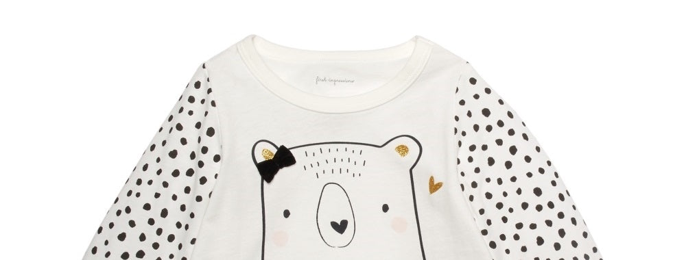 First Impressions Girls Cotton Bears T Shirt White Size 6