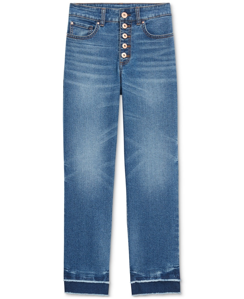 INC International Concepts Women's Ripped Straight Leg Jeans Blue Size 8