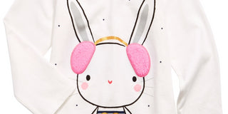 First Impressions Girl's Bunny Print T Shirt With Faux Sherpa Trim White Size 12