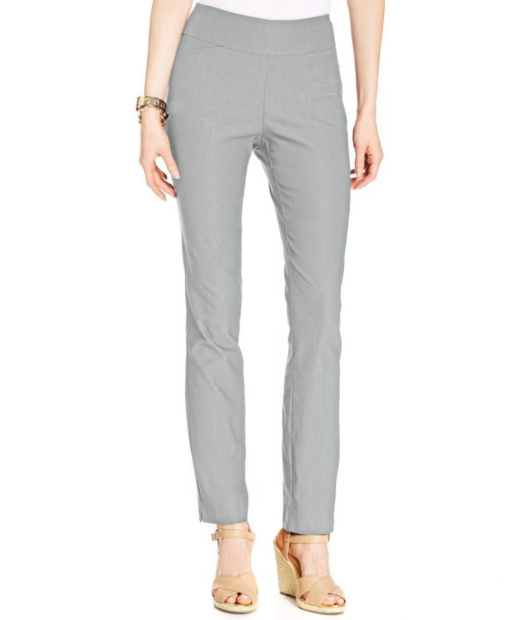 Charter Club Women's Cambridge Tummy Control Slim Leg Pants Gray Size 2P