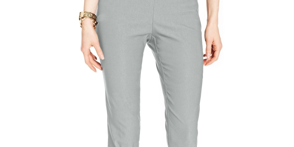 Charter Club Women's Cambridge Tummy Control Slim Leg Pants Gray Size 2P