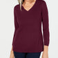 Karen Scott Women's V Neck Sweater Red Size PM