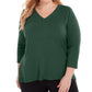 Karen Scott Women's Plus V Neck Sweater Green Size XL