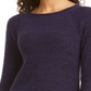 Style & Co Women's Textured Long Sleeve Jewel Neck Sweater Purple Size Petite Medium