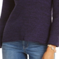Style & Co Women's Textured Long Sleeve Jewel Neck Sweater Purple Size Petite Medium
