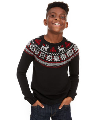 Charter Club Boy's Fair Isle Family Sweater Black Size Small