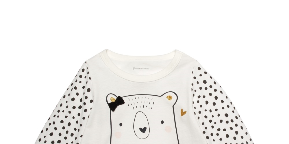 First Impressions Girl's Cotton Bears T-Shirt White Size 12