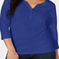 Karen Scott Women's Cotton 3/4 Sleeve Henley T-Shirt Blue Size Petite X-Large