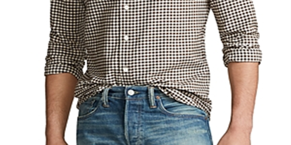 Ralph Lauren Mne's Classic Fit Gingham Shirt Brown Size XX-Large