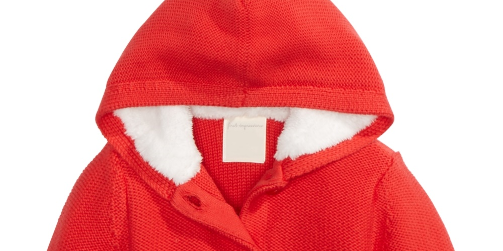 First Impressions Boy's Hooded Sweater With Faux Sherpa Lining Red Size 6