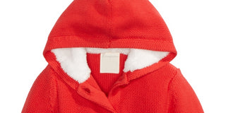First Impressions Boy's Hooded Sweater With Faux Sherpa Lining Red Size 6