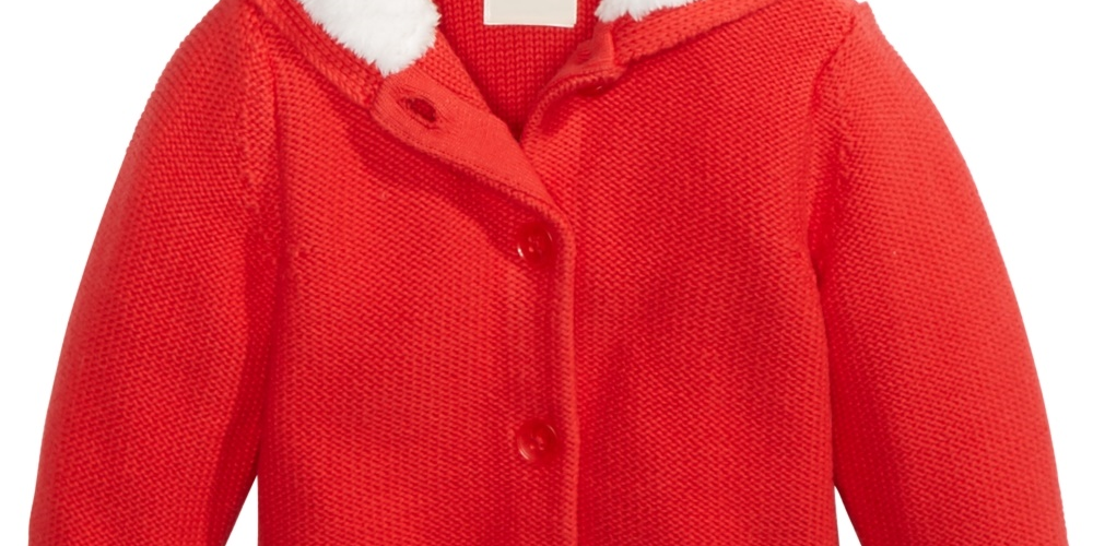 First Impressions Boy's Hooded Sweater With Faux Sherpa Lining Red Size 6