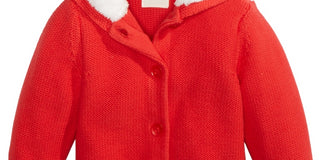 First Impressions Boy's Hooded Sweater With Faux Sherpa Lining Red Size 6