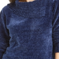 Karen Scott Women's Envelope Neck Chenille Sweater Navy Size Petite S/M